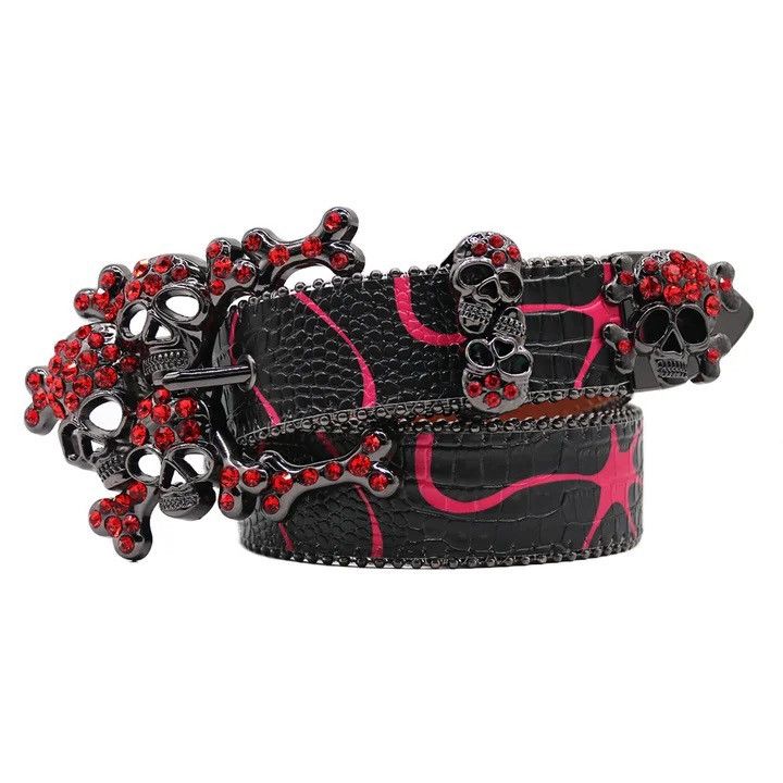Skull Rhinestones Crystal Studded Belt Pin Buckle
