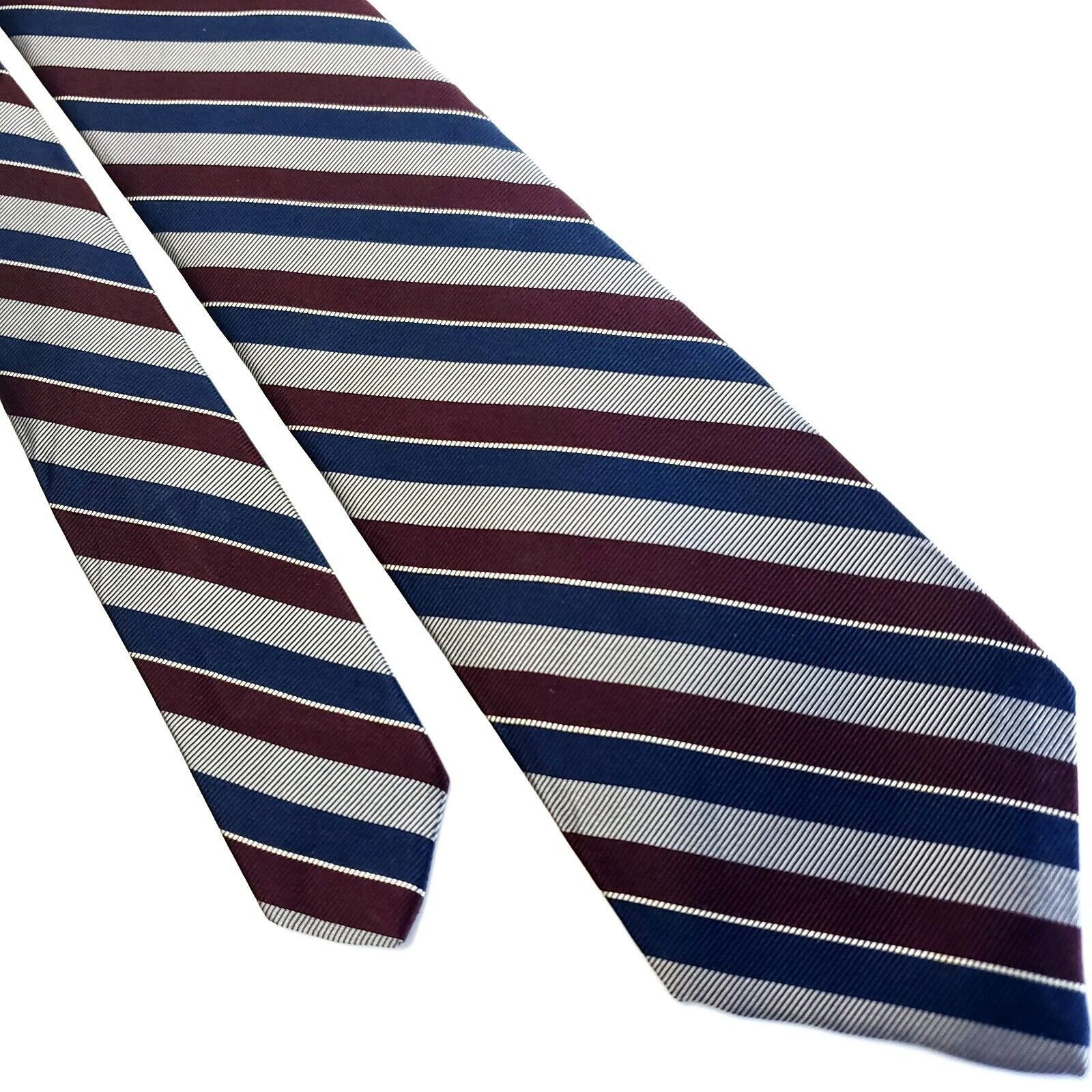 Bert Pulitzer Bert Pulitzer Blue Red Gray Silk Tie Woven Short Skinny Stri Size ONE SIZE - 1 Thumbnail