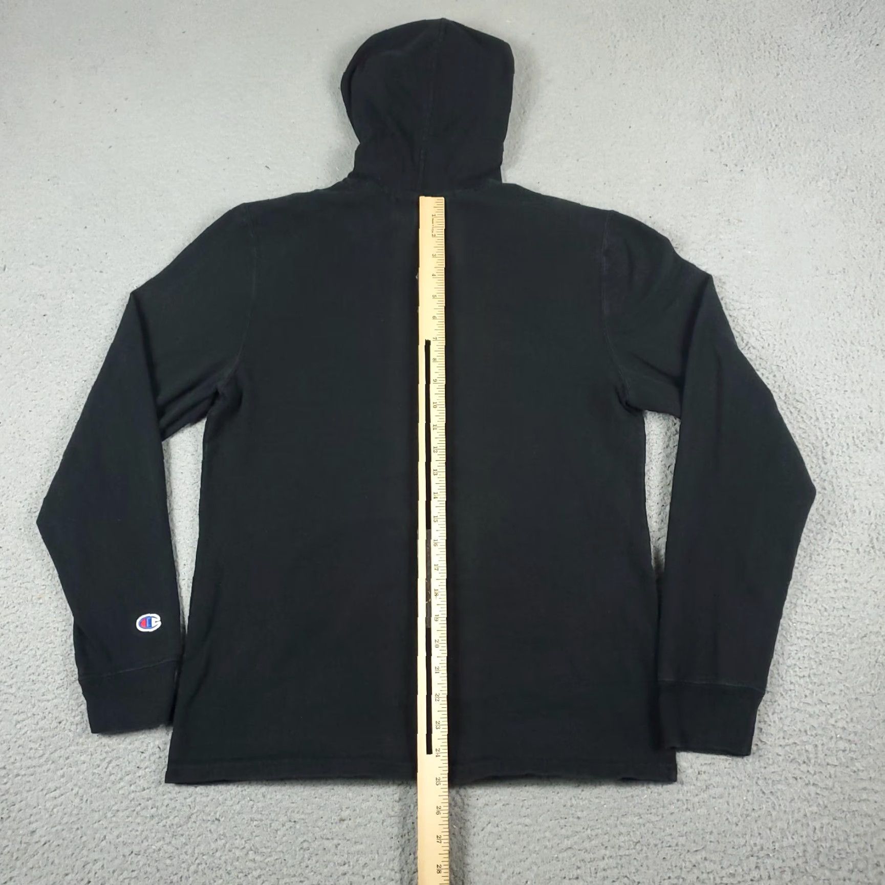 Champion VINTAGE Champion Shirt Mens Medium Black Hooded T-Shirt Regular Fit All Seasons Logo Long Sleeve Mens Size US M / EU 48-50 / 2 - 7 Thumbnail