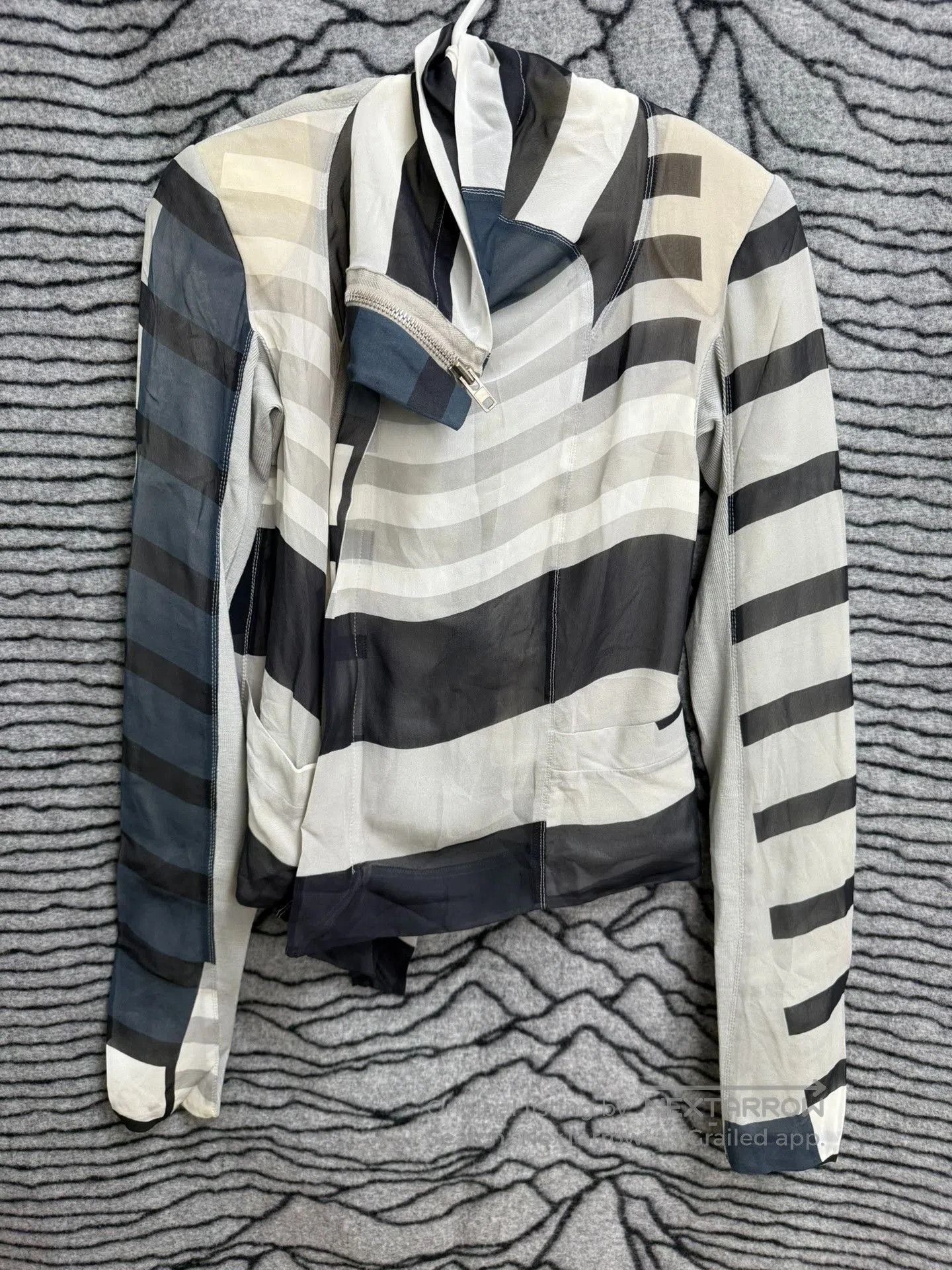 Rick Owens Rick Owens Tulle Mesh Stripe Biker Jacket. Size M / US 6-8 / IT 42-44 - 1 Thumbnail