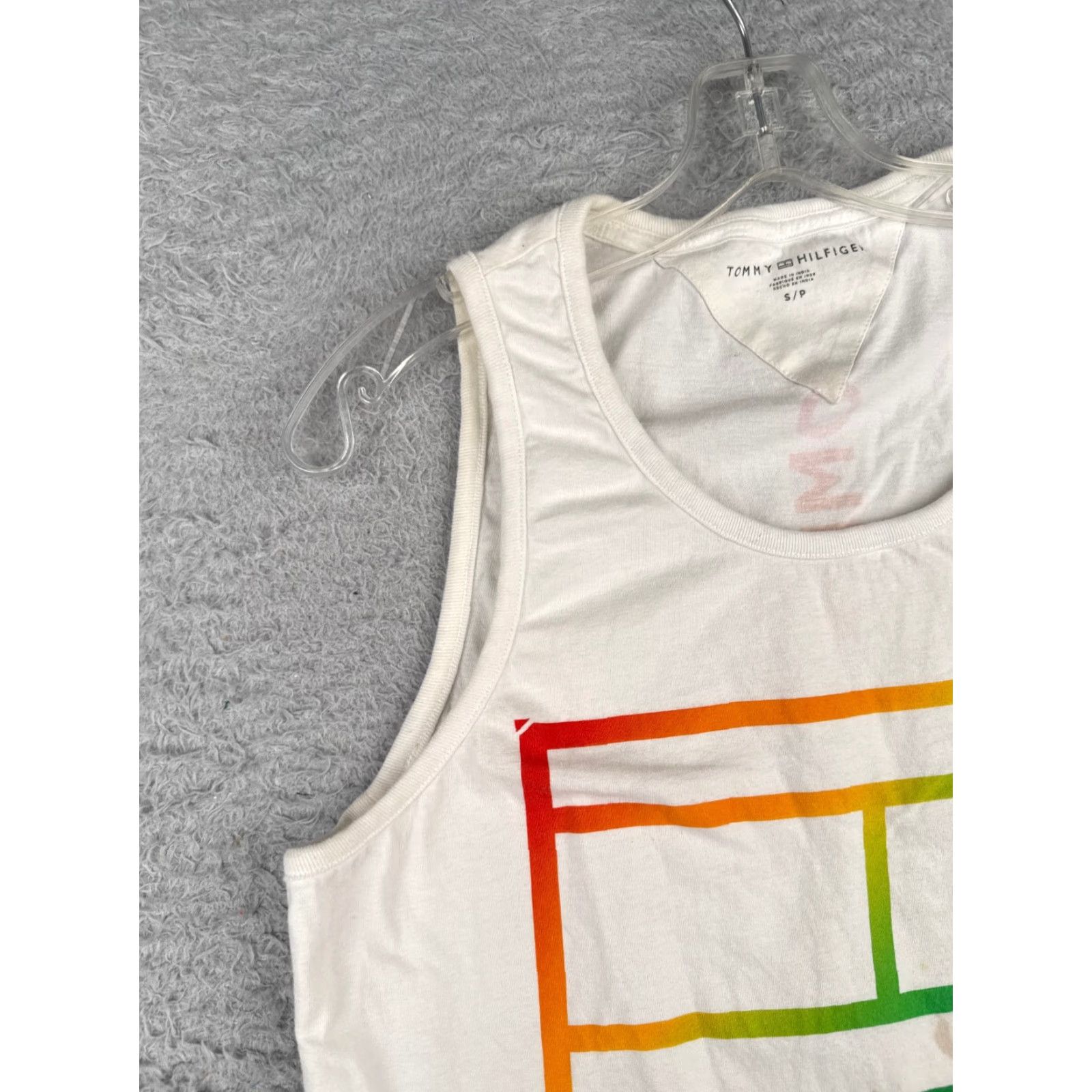 Tommy Hilfiger VINTAGE Tommy Hilfiger Shirt Unisex Adults Tank Sleeveless White Rainbow 80s 90s Pride Mens Womens Size S / US 4 / IT 40 - 3 Thumbnail