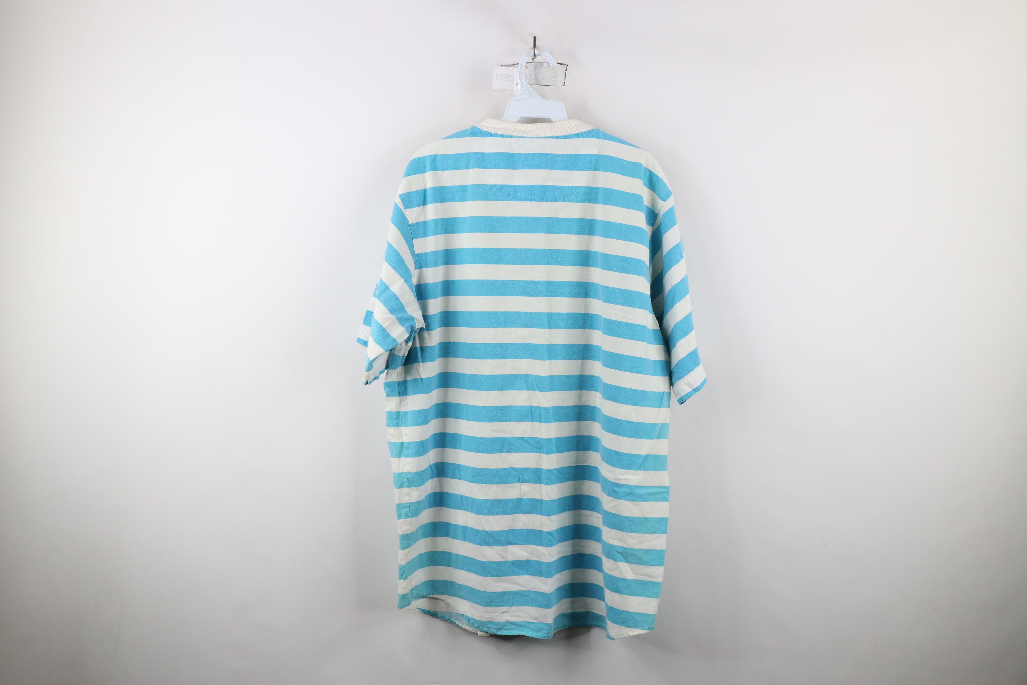 Vintage Vintage 90s Streetwear Striped Baggy Fit Henley T-Shirt Size US L / EU 52-54 / 3 - 10 Thumbnail
