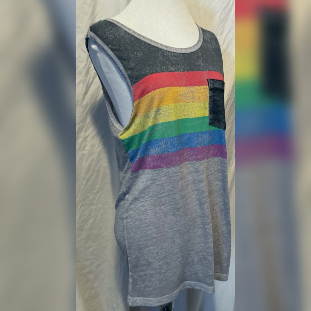 Vintage Vintage, Sheer, Rainbow Striped, Sleeveless Muscle Tank Size US S / EU 44-46 / 1 - 8 Thumbnail