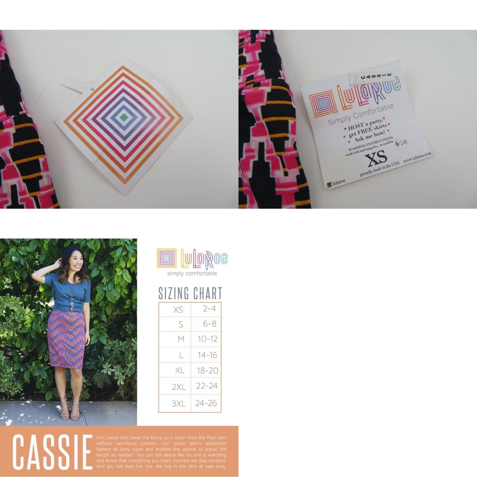 Vintage Lularoe Cassie Skirt XS Pink Tribal Aztec Unicorn Womens Regular Knee Length Geometric Pattern Size 26" / US 2 / IT 38 - 8 Thumbnail