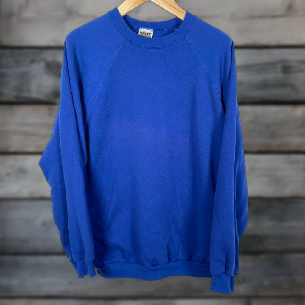 Tultex VINTAGE Tultex Sweatshirt Crewneck Raglan Sleeves Blue 3XL Men’s 90s Retro Solid Heavyweight Cotton Poly Fleece Pullover Size US XXL / EU 58 / 5 - 1 Thumbnail