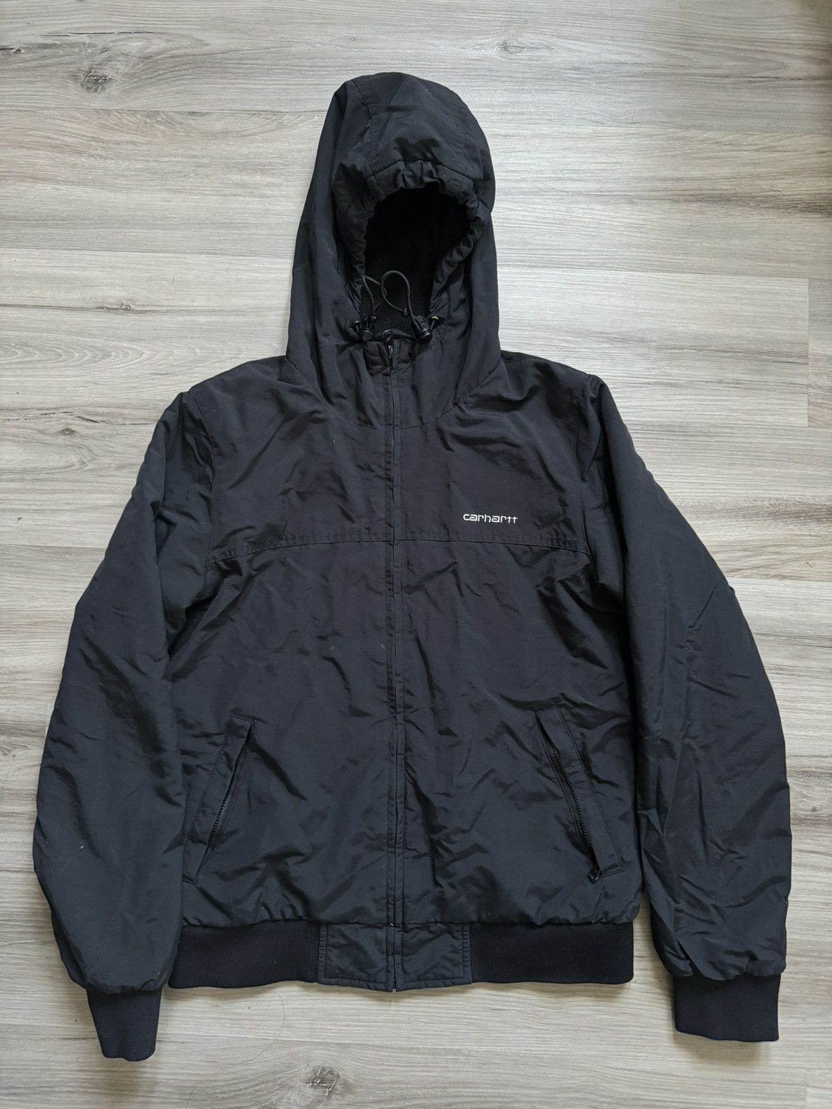 image of 00’S Carhartt Hooded Fleece Lined Jacket in Black, Men's (Size Small)