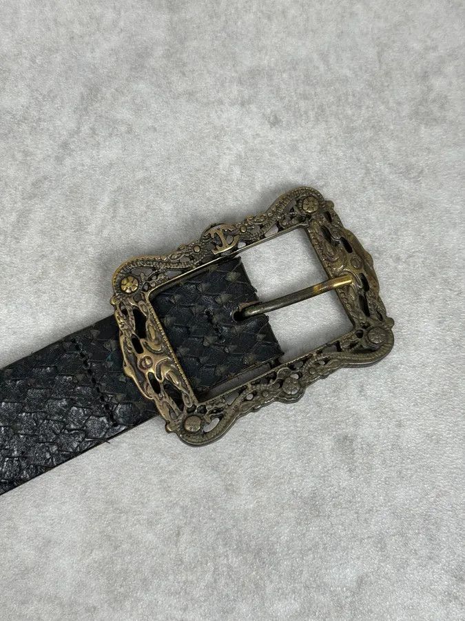 Just Cavalli AW2008 Cavalli Black Snakeskin Effect Studded Leather Belt Size ONE SIZE - 6 Thumbnail