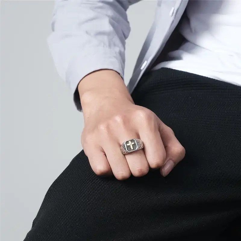 Jewelry × Vintage Titanium Retro Cross Ring Size ONE SIZE - 2 Thumbnail