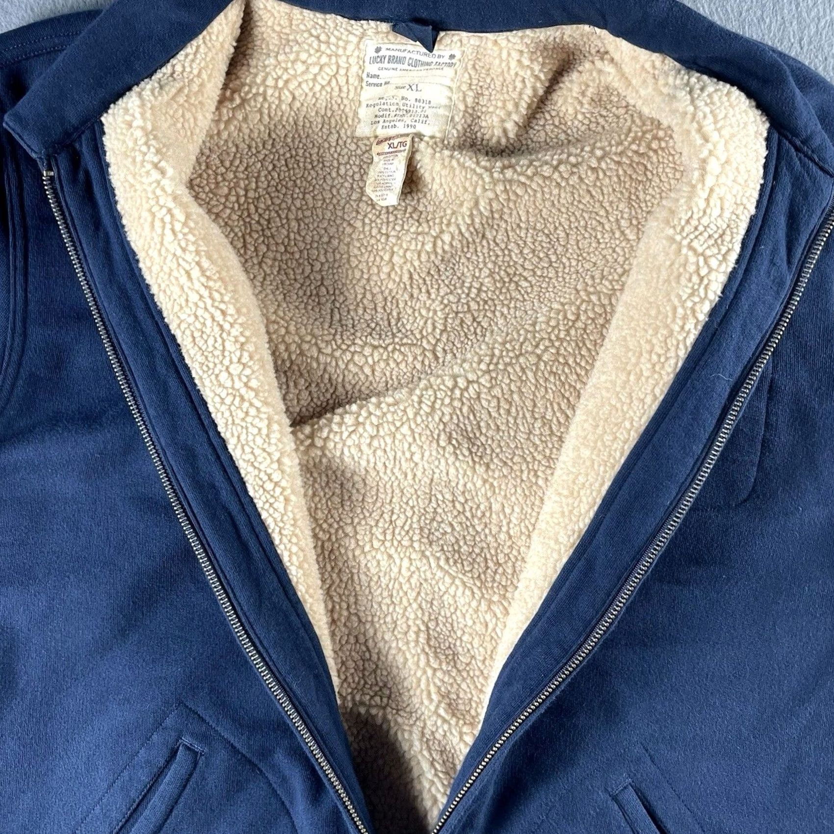 Lucky Brand Lucky Brand Coat Shirt - Mens XL Blue Sherpa Lined Military Army Casual Workwear Jacket Size US XL / EU 56 / 4 - 6 Thumbnail