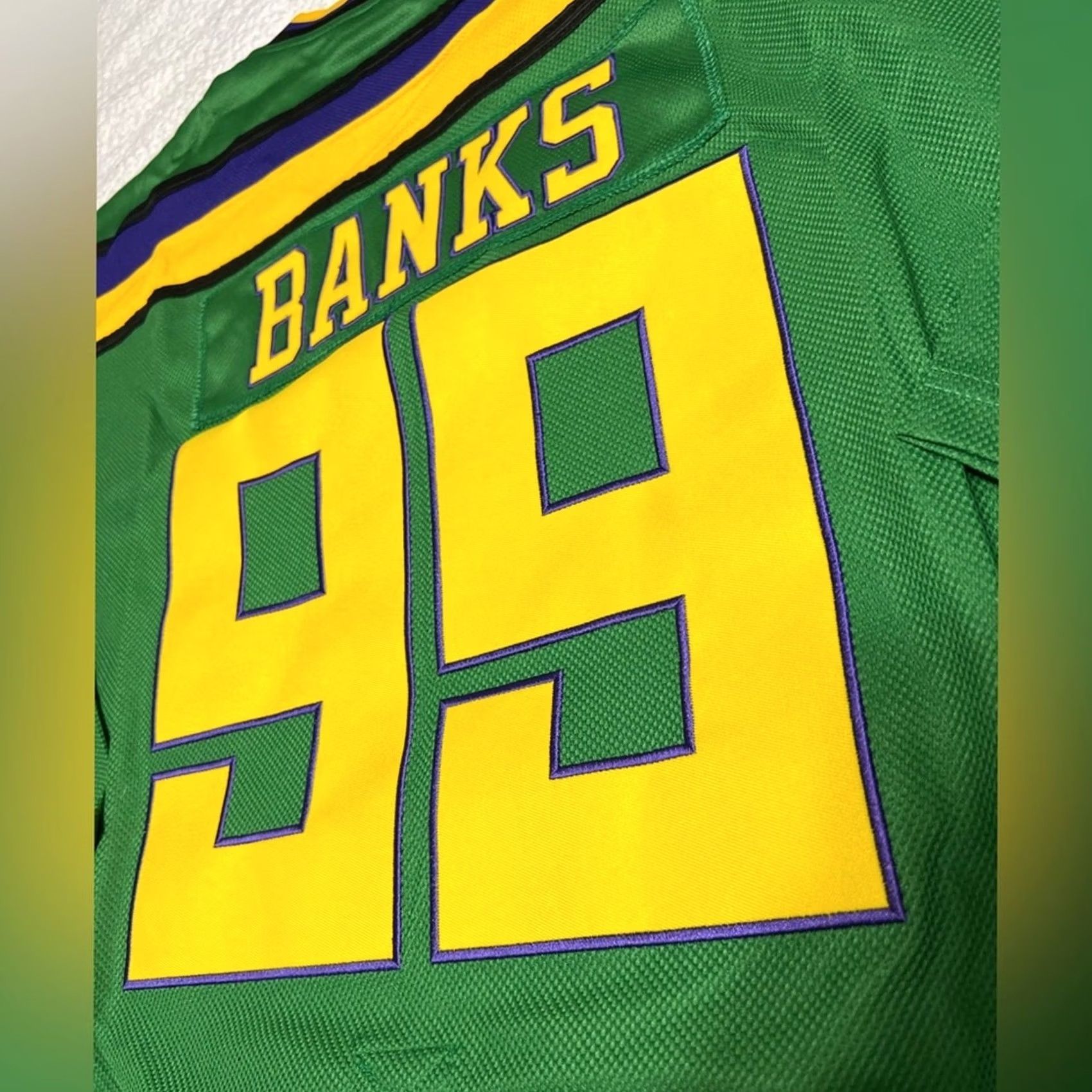 Vintage Mighty Ducks Adam Banks Hockey Jersey Embroidered Fight Strap BRAND NEW XXL Size US XXL / EU 58 / 5 - 7 Thumbnail