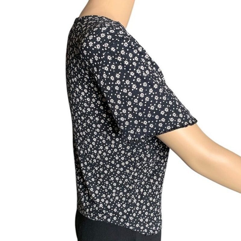 American Eagle Outfitters AMERICAN EAGLE Soft & Sexy Black Floral Crop Top Women Large Size L / US 10 / IT 46 - 4 Thumbnail