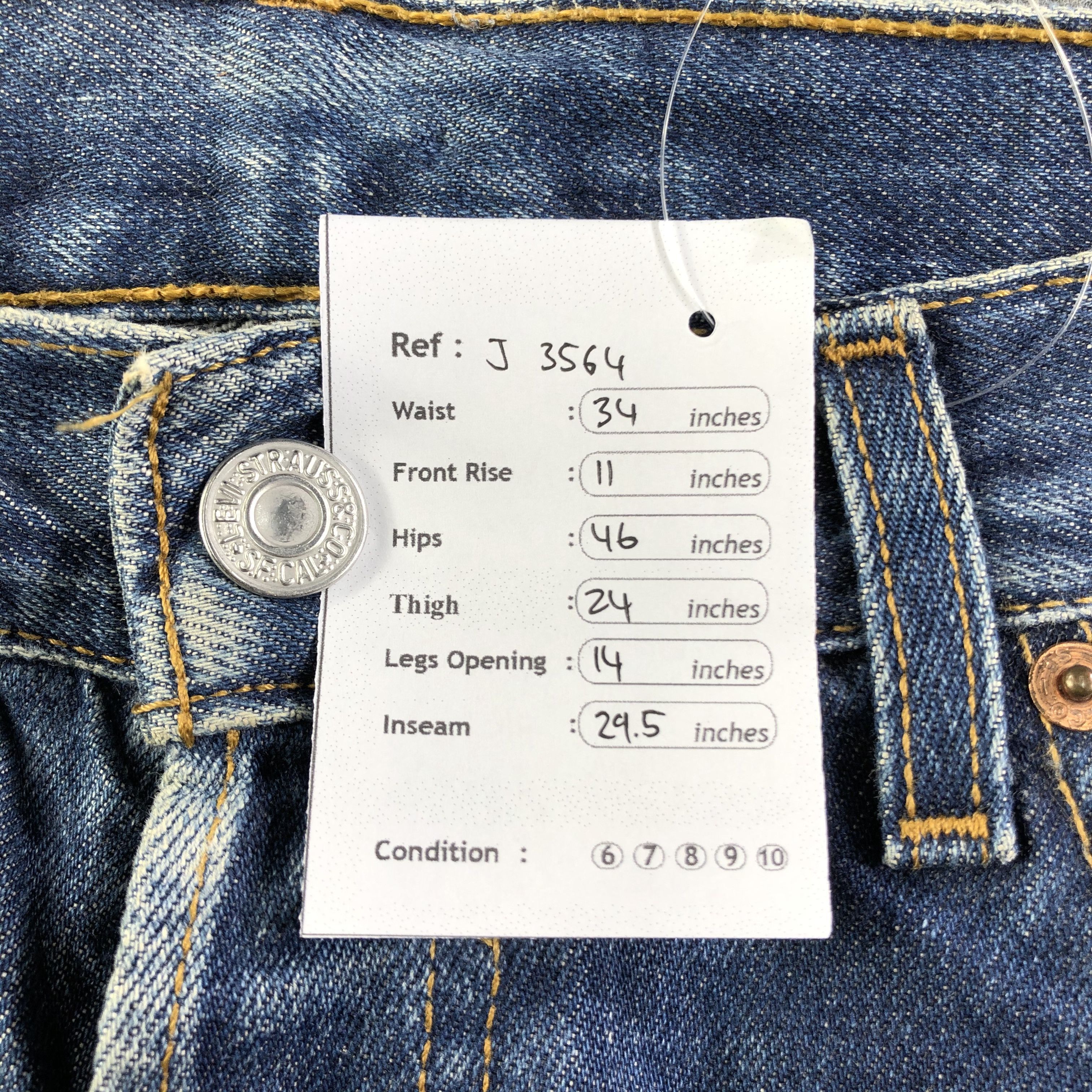 Levi's Vintage Blue Wash Levis 501 Jeans-J3564 Size US 34 / EU 50 - 13 Thumbnail