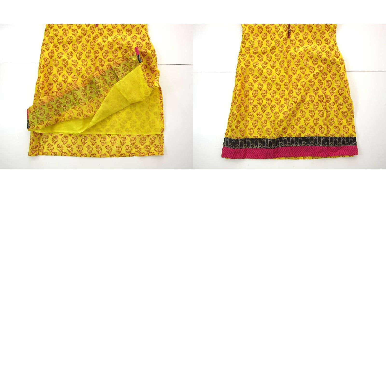 Pinko Sarjana Dress Women Short Sleeve Tunic Kurta Flower Floral Yellow Smock Midi A-Line Casual Formal S-M Womens Size 28" / US 6 / IT 42 - 8 Thumbnail