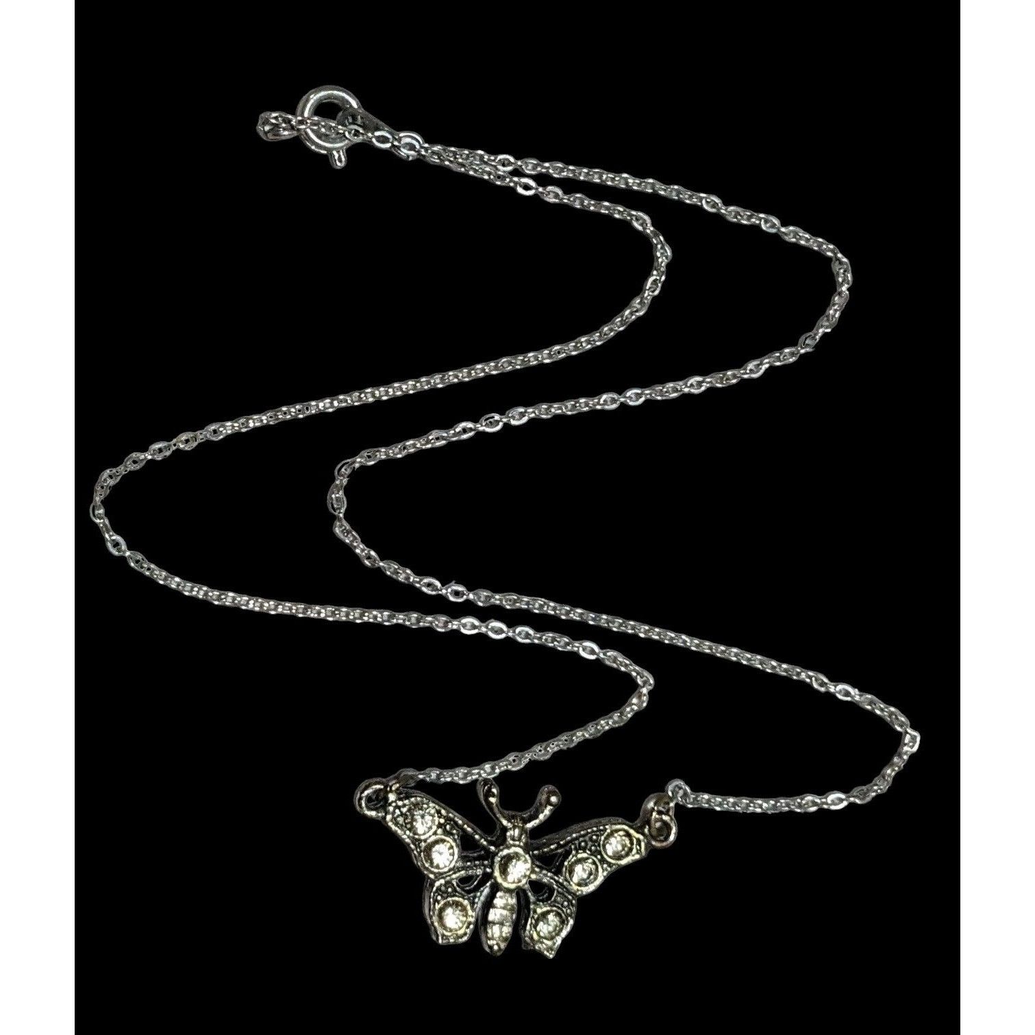 Other Vintage 90s Butterfly Rhinestone Necklace Size ONE SIZE - 1 Thumbnail