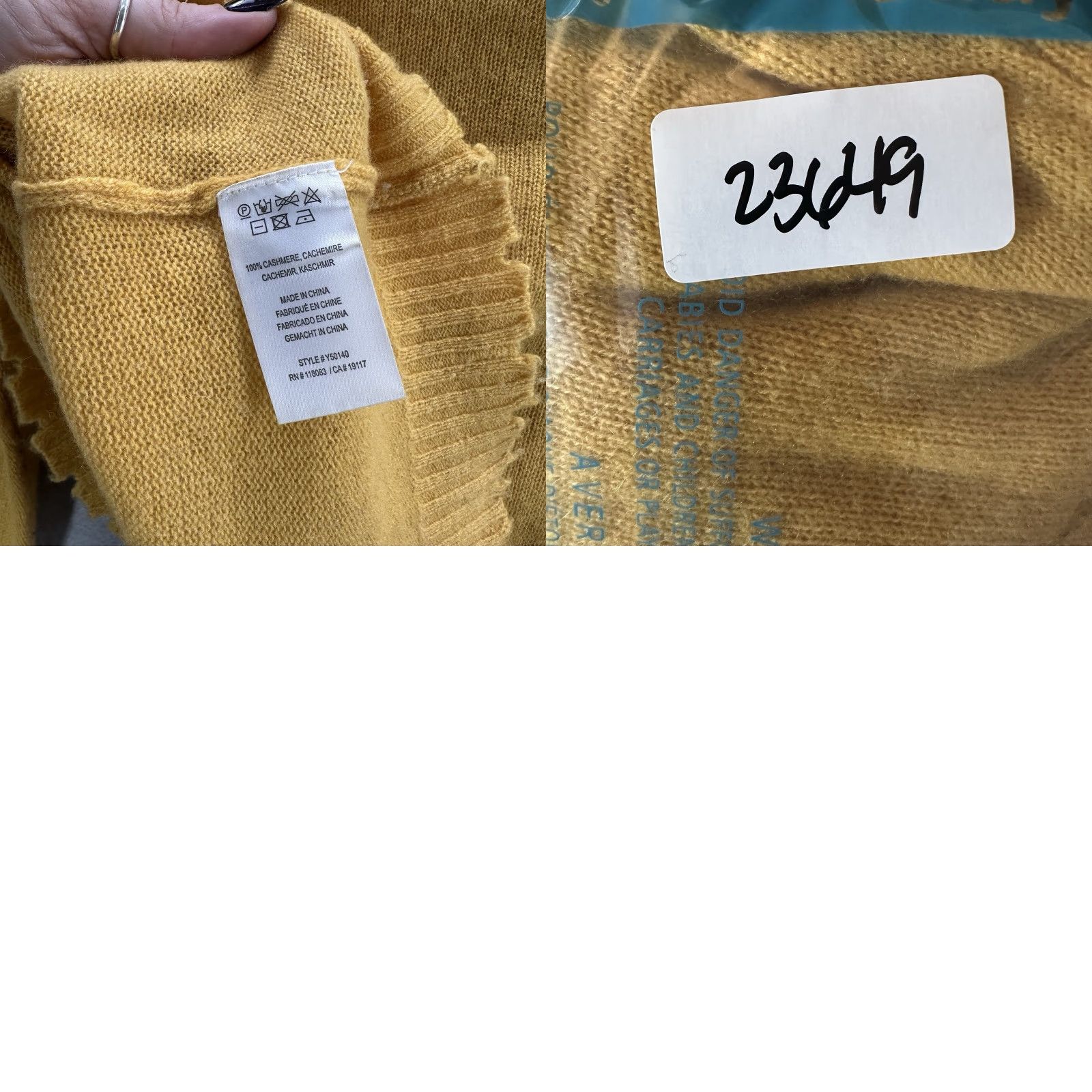 Vintage Minnie Rose Sweater Womens XS Crewneck Yellow Cashmere Knit Pullover Bohemian Classic Style Lightweight Sweater XS Womens Size XS / US 0-2 / IT 36-38 - 9 Thumbnail