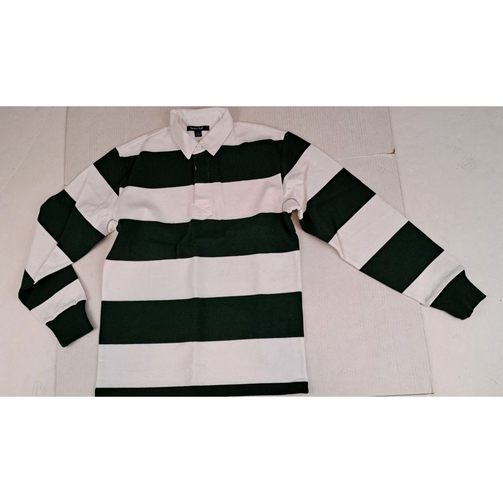 Vintage VINTAGE Sport-Tek Striped Shirt Button-Up Green&White Rugby Shirt S Child? Size US S / EU 44-46 / 1 - 2 Thumbnail