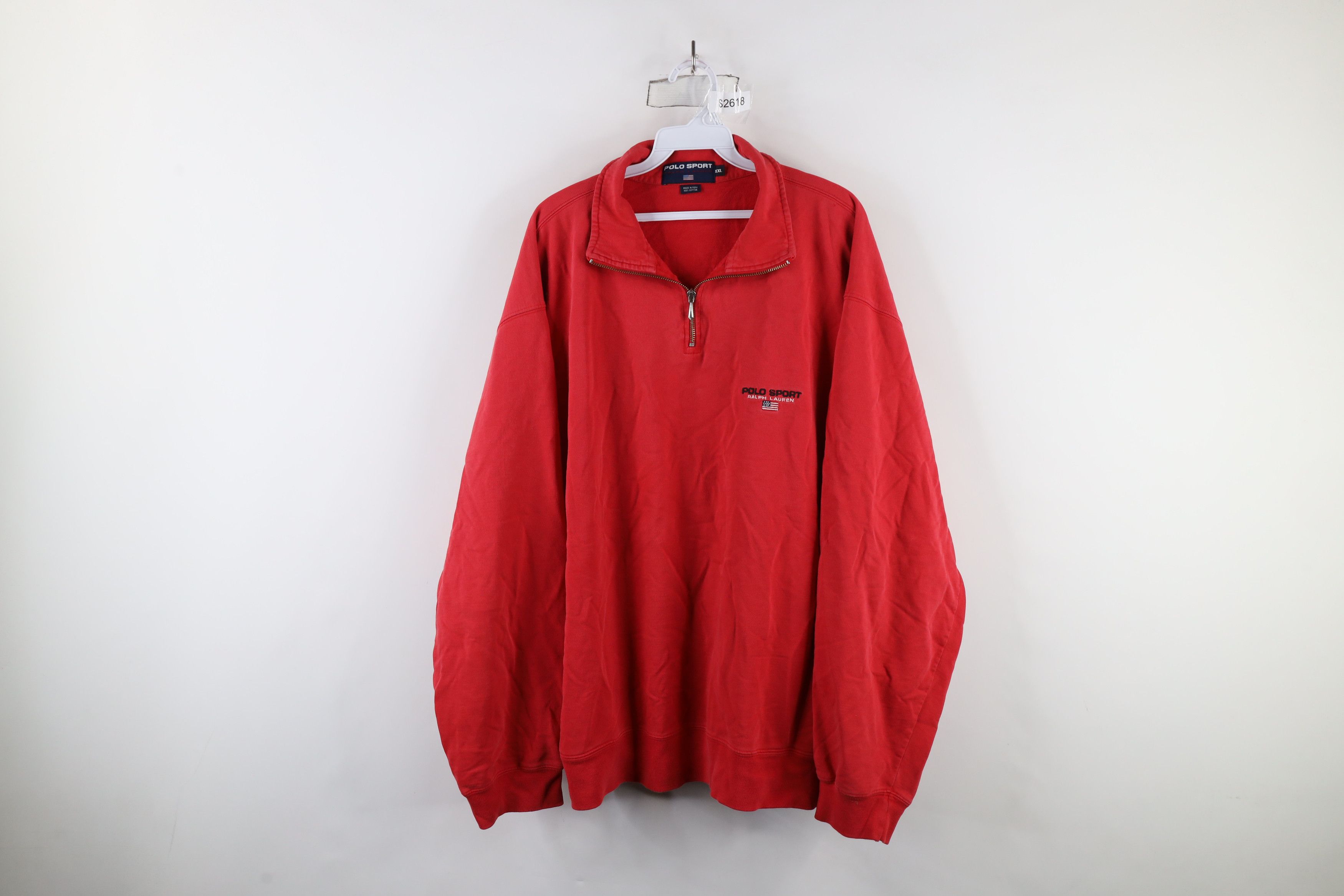 Polo Ralph Lauren Vintage 90s Polo Sport Ralph Lauren Flag Half Zip Sweatshirt Size US XXL / EU 58 / 5 - 1 Thumbnail