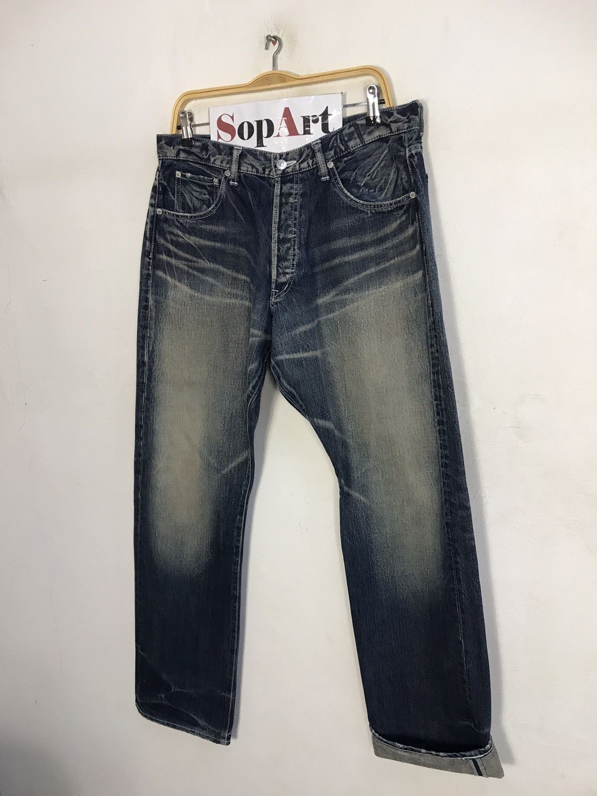 Japanese Brand Vtg Swagger Light Wash The Back Side Logo Money Jeans Size US 34 / EU 50 - 4 Thumbnail