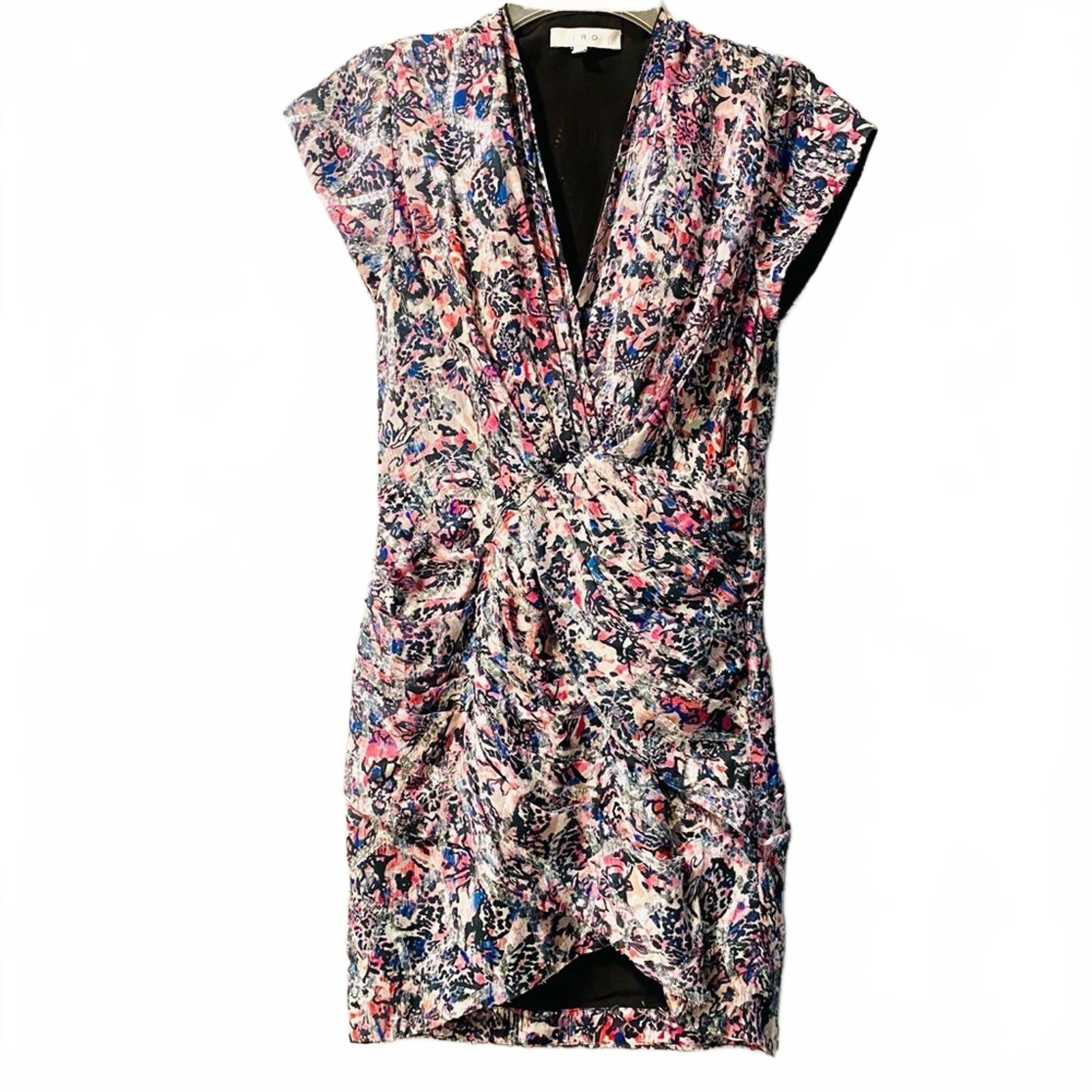 Iro IRO Draped Abstract Print Mini Dress Parisian Chic Size XS / US 0-2 / IT 36-38 - 3 Thumbnail