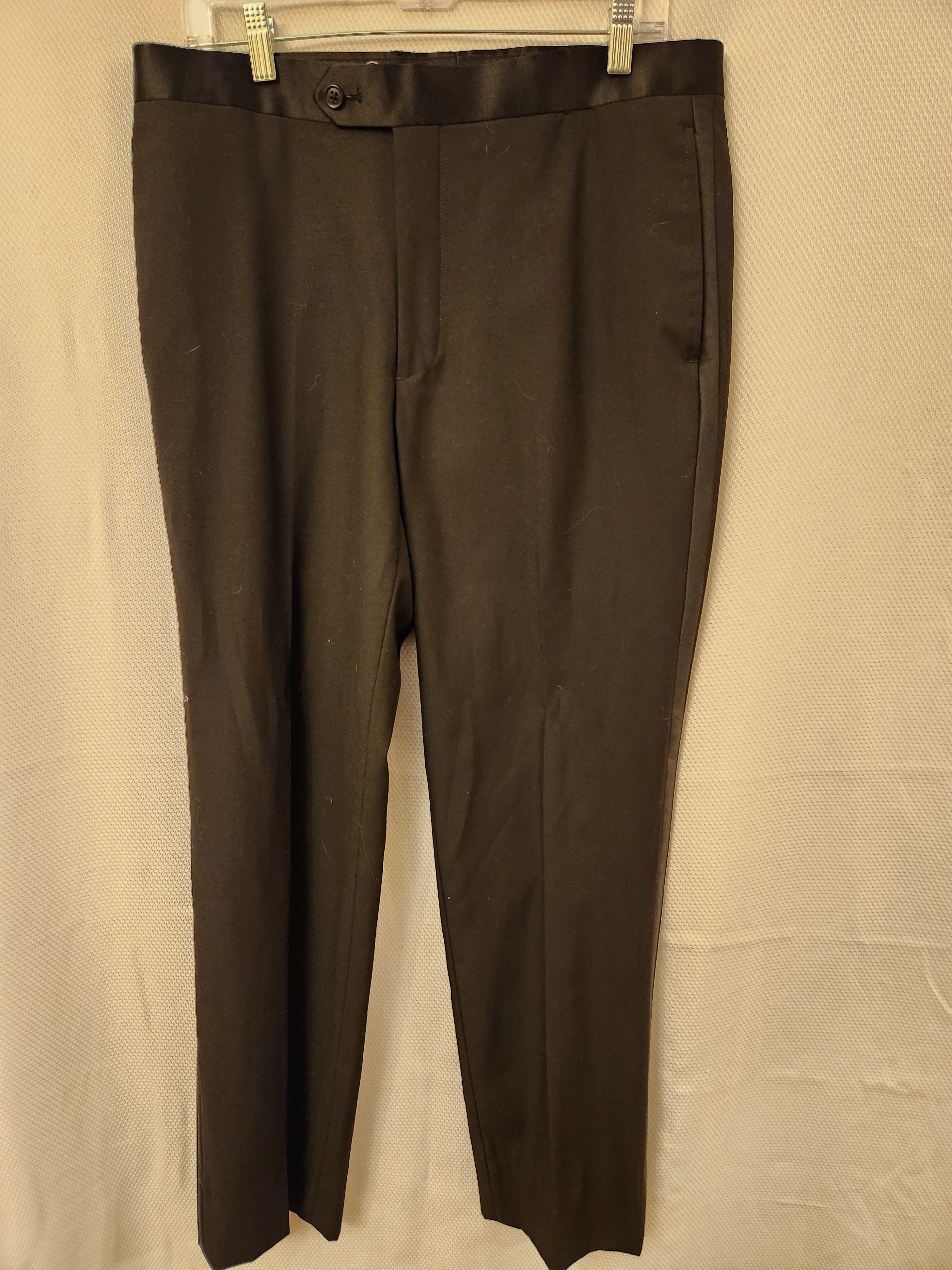 Pronto Uomo Men's Black Tuxedo Flat Front Pants Size US 34 / EU 50 - 1 Thumbnail