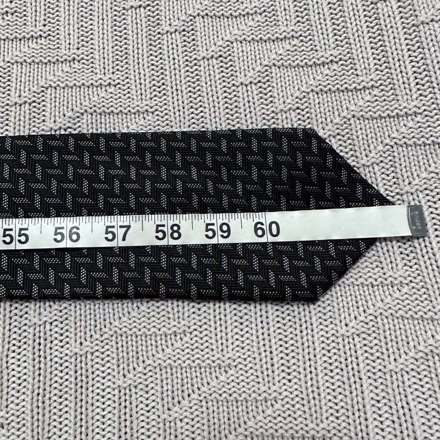 Barneys New York Barney's New York black monotone geometric Italian silk tie Size ONE SIZE - 4 Thumbnail
