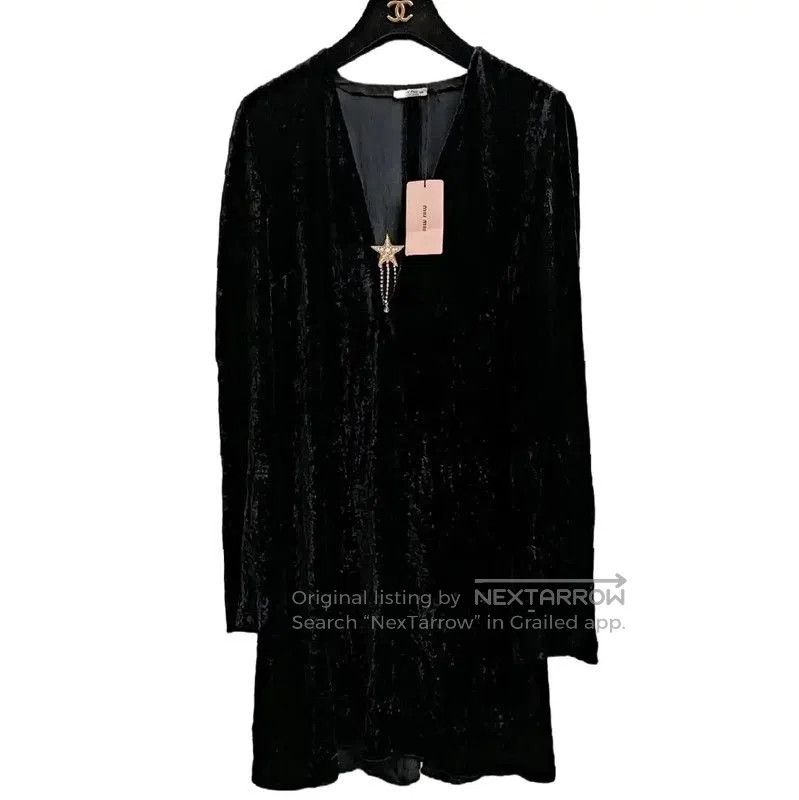 Miu Miu Miu Miu Black Long Sleeve Dress for Women . Size S / US 4 / IT 40 - 1 Thumbnail