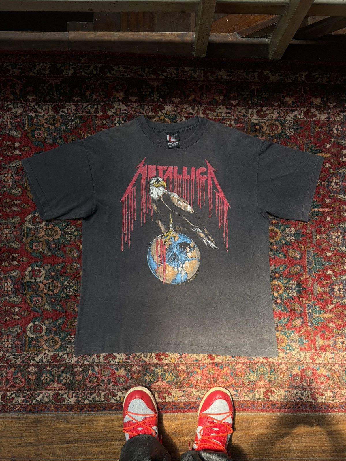 Band Tees × Metallica × Vintage 1994’s Metallica pushead Crazy Faded 🌍🦅 Size US XL / EU 56 / 4 - 6 Thumbnail