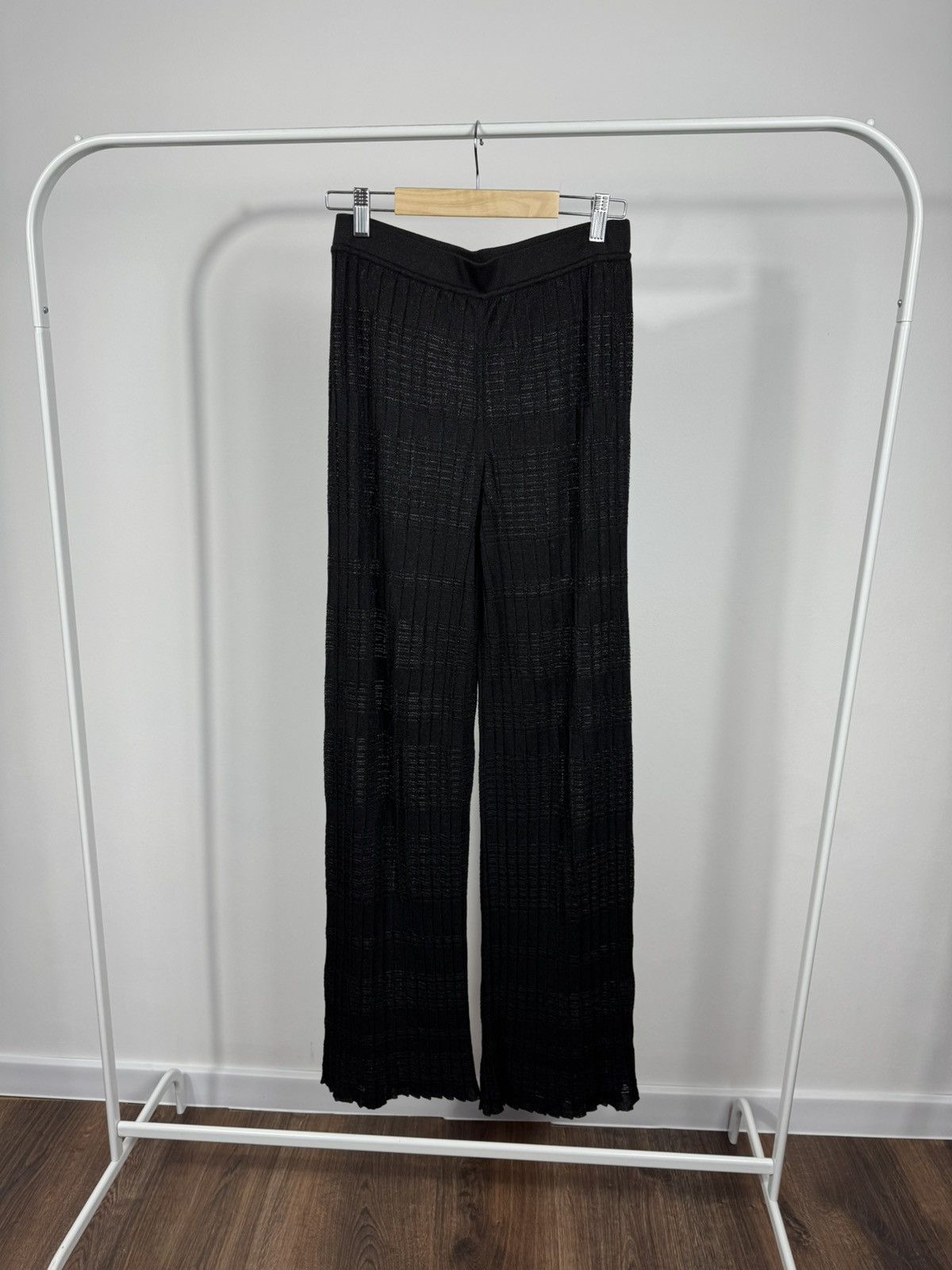 Other Falconeri Black Pleated Wide Leg Pants Shiny Knit Trousers S Size 28" / US 6 / IT 42 - 1 Thumbnail