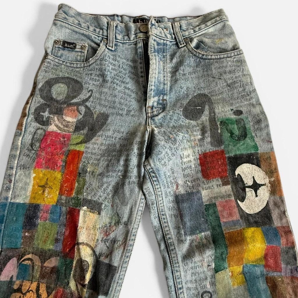 B.U.M Equipment Vintage 90s BUM Equipment Custom Hand Painted Jeans Size 24" / US 00 / IT 34 - 1 Thumbnail