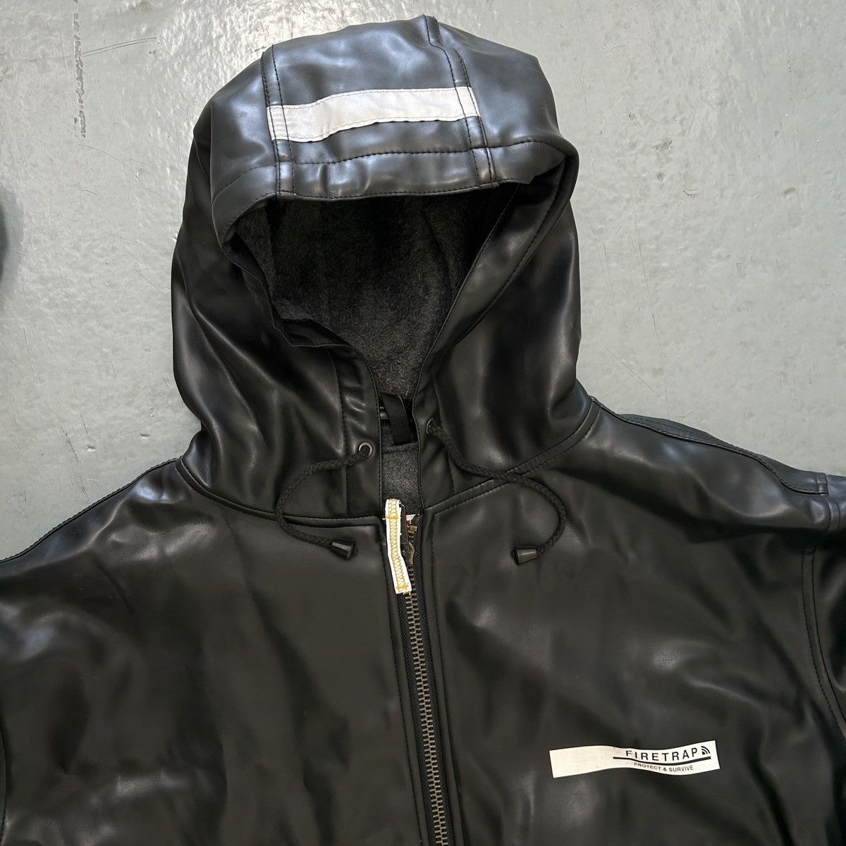 Firetrap Firetrap “RAM COAT” Faux Leather Hooded Jacket – Black (XL) Size US XL / EU 56 / 4 - 2 Thumbnail