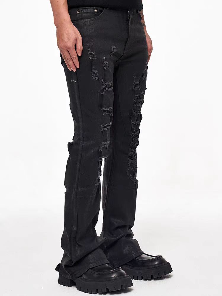 Japanese Brand × Jean High street vintage spoiler coated micro flare jeans Size US 33 - 2 Thumbnail