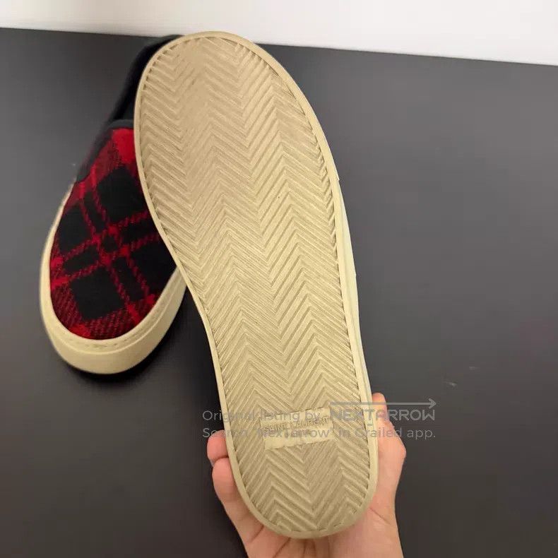 Saint Laurent Paris Saint Laurent Paris Black and Red Plaid Tweed Casual Shoes Size US 7 / EU 40 - 3 Thumbnail