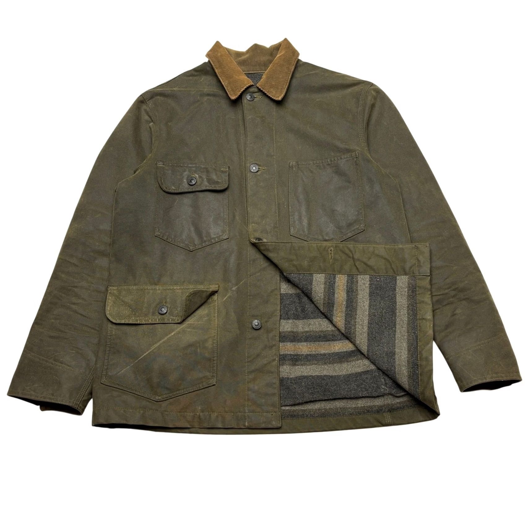 Buck Mason Buck Mason Highland Jacket Dry Waxed Canvas Wool Lined Men M Green Wool Lined Jacket Size US M / EU 48-50 / 2 - 2 Thumbnail