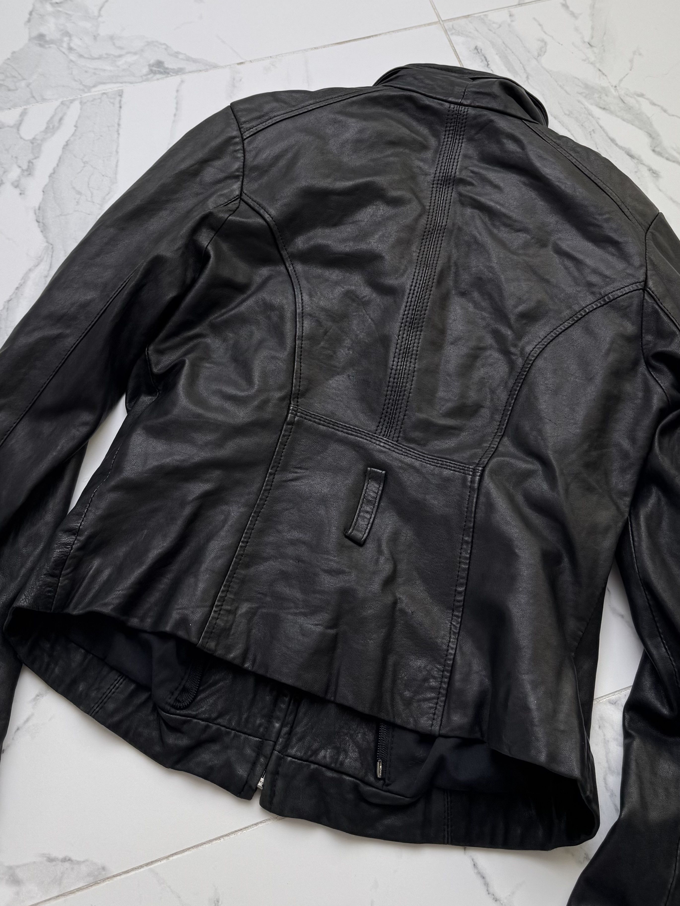Vintage Y2K Leather Utility Moto Jacket Womens Fitted XS Zip Pocket Size XS / US 0-2 / IT 36-38 - 11 Thumbnail
