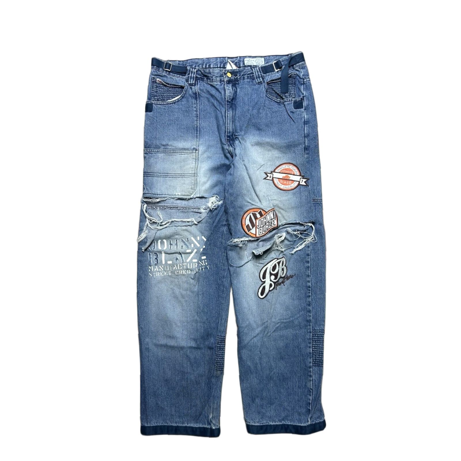 Thrasher **Vintage Y2K Blaze Jeans 38 Regular Fit Blue Distressed Wide Leg** User: Vintage Y2K Blaze Jeans 38 Regular Fit Blue Distressed Wide Leg Size US 38 / EU 54 - 1 Thumbnail