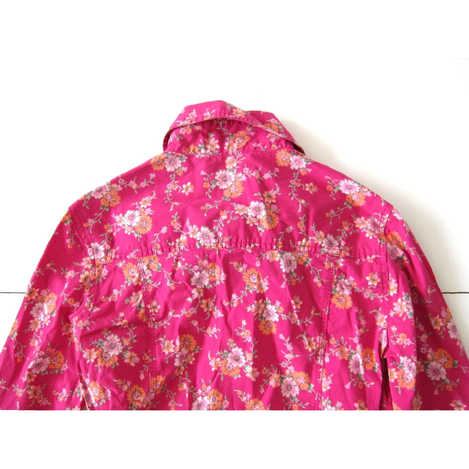 Esprit Esprit Cotton Stretch Floral Pink Green Long Sleeve Western Blouse XS Vintage Women Collared Shirt Grated? Size XS / US 0-2 / IT 36-38 - 5 Thumbnail