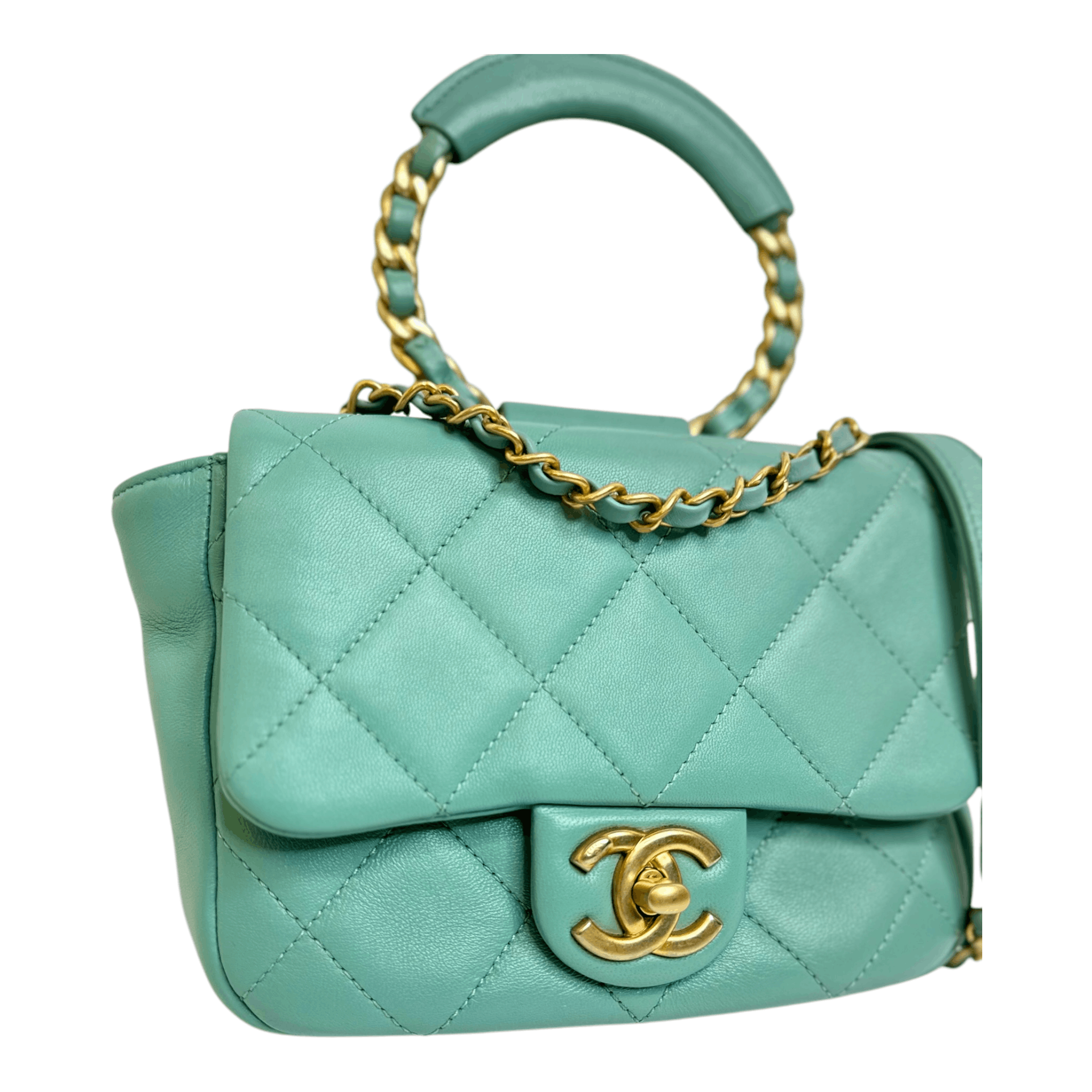 Chanel Chanel Lambskin Quilted Small Circular Handle Bag Size ONE SIZE - 8 Thumbnail