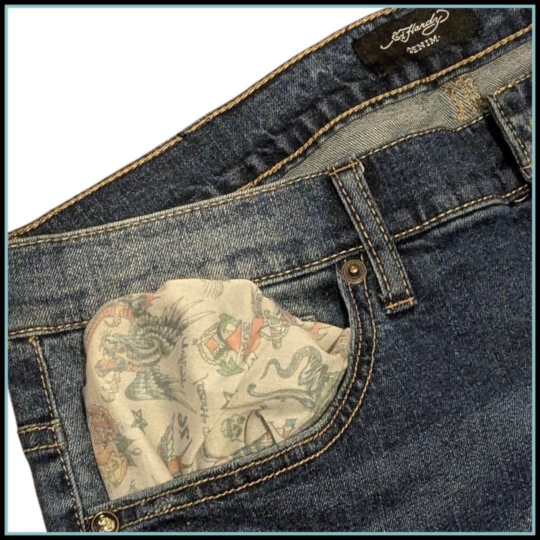Ed Hardy ED HARDY "Roaring Tiger" Splatter Jeans Slim Taper Men's 32 Size US 32 / EU 48 - 6 Thumbnail