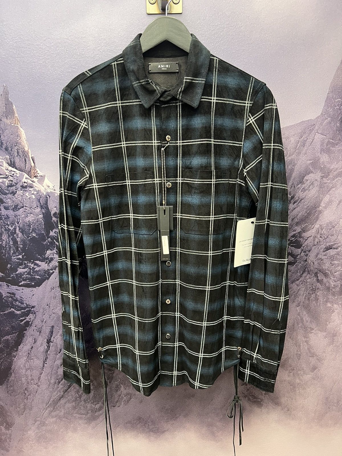 image of Amiri “Suede” Plaid Button Up Shirt, Men's (Size Small)