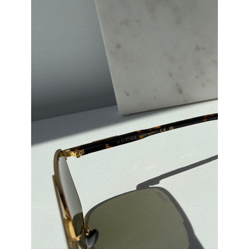 Gucci NEW Gucci GG1164S Squared Gold Aviator Unisex Sunglasses Size ONE SIZE - 9 Thumbnail