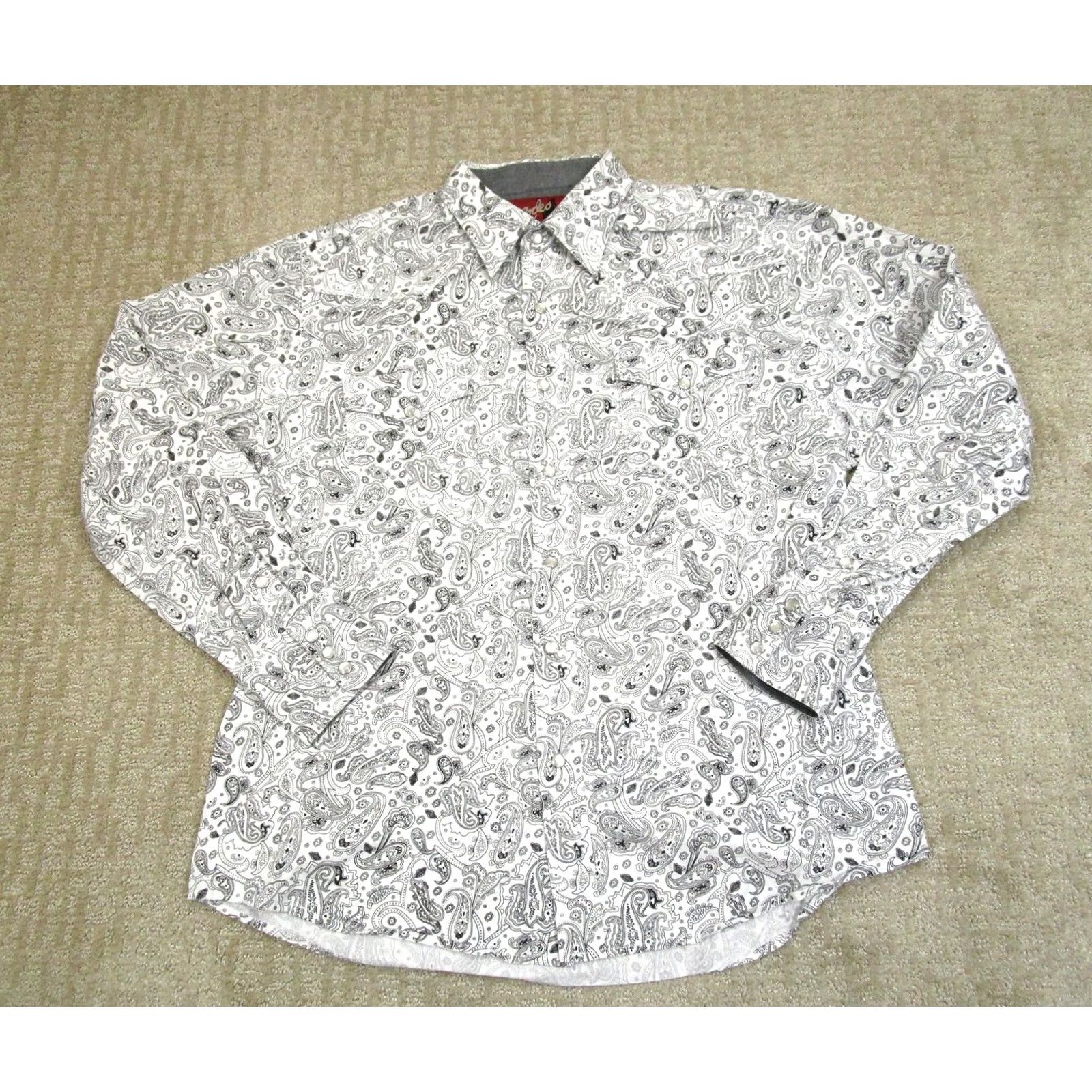 Vintage Rodeo Clothing Co. Shirt Men XL White Paisley Pearl Snap Western Size US XL / EU 56 / 4 - 2 Thumbnail