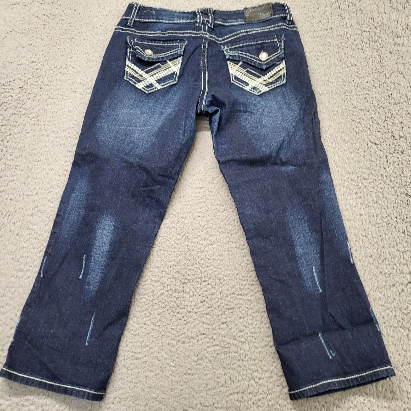 Vintage Vanity Premium Collection Capri Jeans Womens Size 28 Blue Denim Embellish Sasha Summer Size 28" / US 6 / IT 42 - 4 Thumbnail