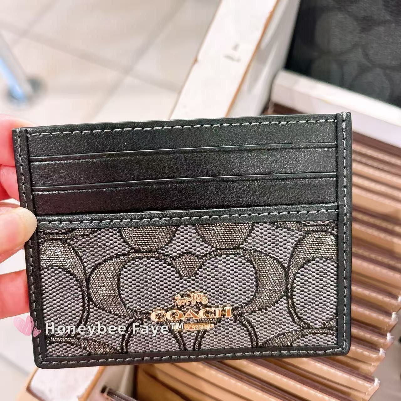Coach NWT Coach Slim Id Card Case CCO34 Charcoal/Gold Size ONE SIZE - 2 Thumbnail