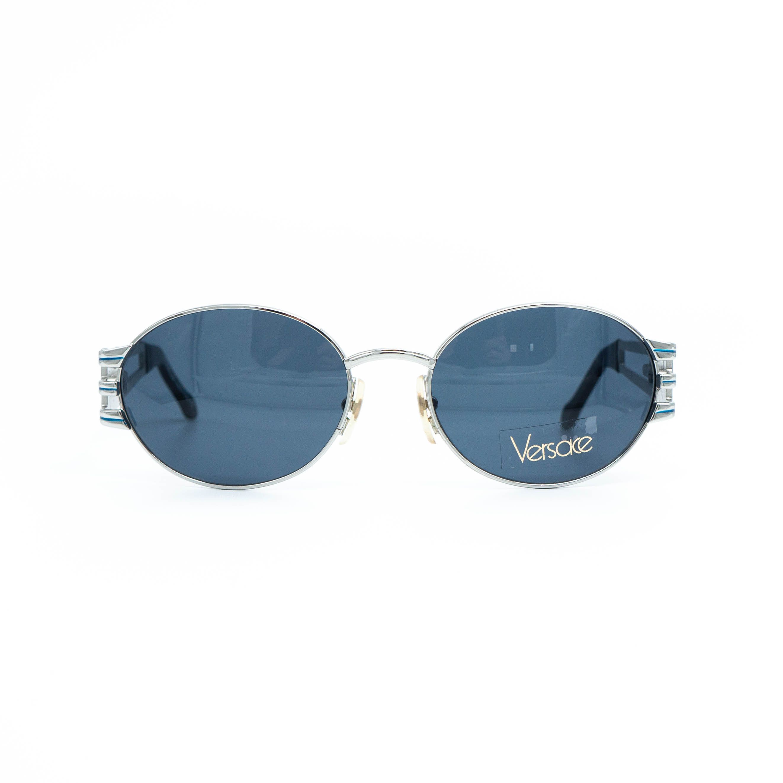 Versace × Vintage GIANNI VERSACE MOD 3046 Oval Silver Blue Sunglasses Vintage Size ONE SIZE - 2 Thumbnail