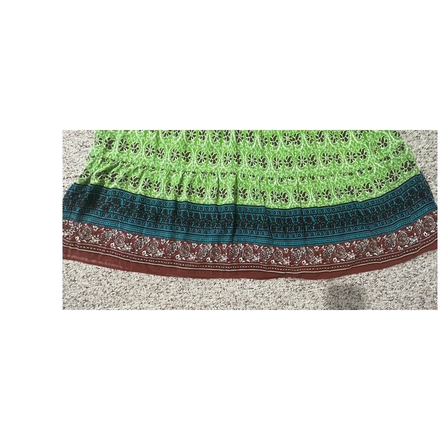 Zara Zara Panelled Midi Dress Green Patterned 7484/153 Boho SZ S Size S / US 4 / IT 40 - 9 Thumbnail