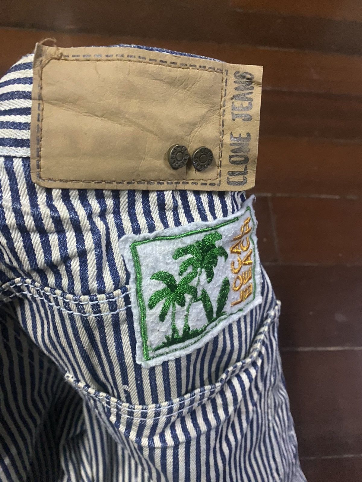 If Six Was Nine × Japanese Brand HICKORY STRIPED SHORT embroided patchwork Size US 31 - 12 Thumbnail