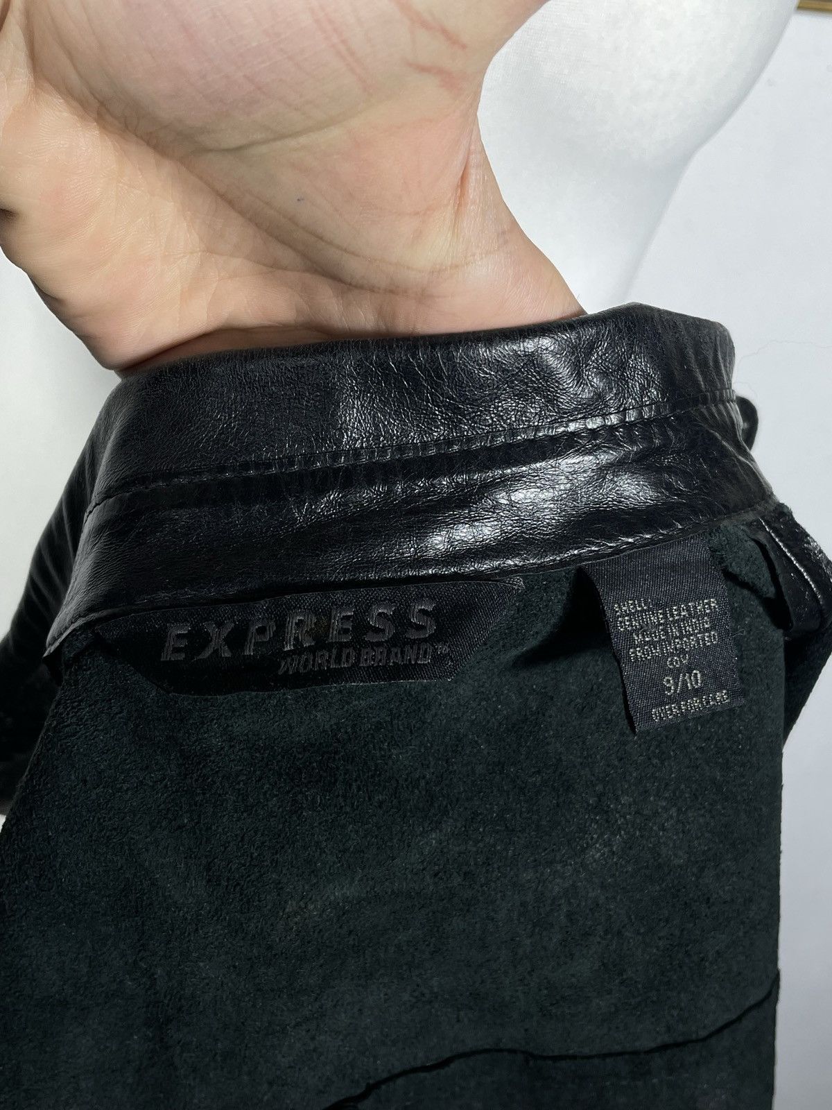 Vintage Vintage Y2k Avant Garde Black Real Cow Leather Bomber Jacket Size M / US 6-8 / IT 42-44 - 7 Thumbnail