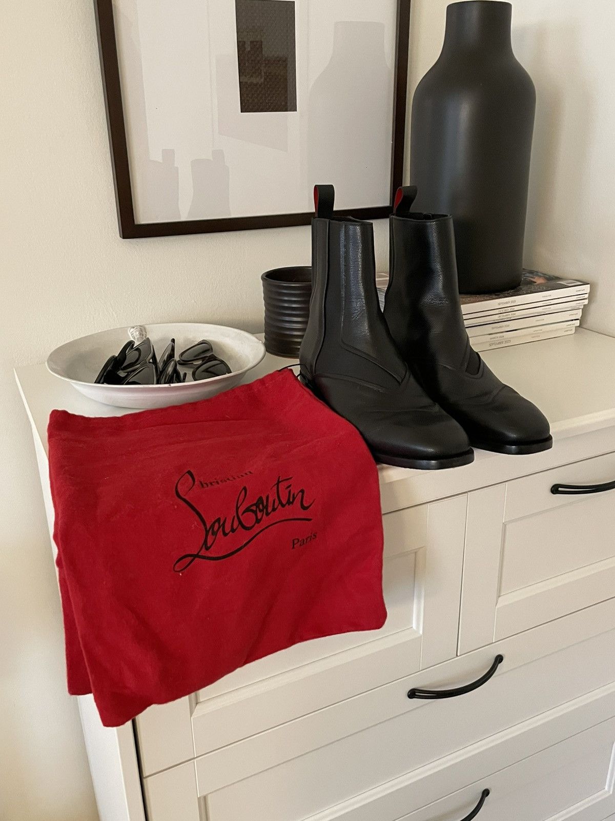 Christian Louboutin Christian Louboutin MENS Black Boabi Leather Chelsea Boot Size US 8.5 / EU 41-42 - 5 Thumbnail
