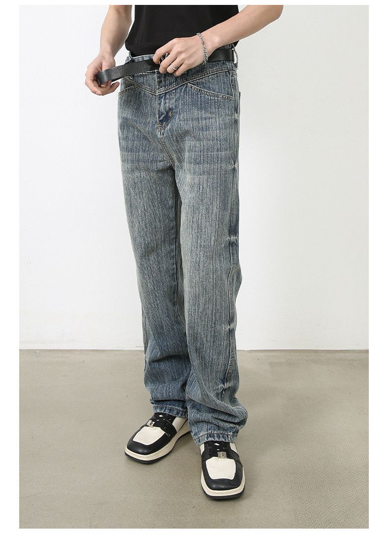 Japanese Brand × Jean Vintage washed distressed dirty striped straight jeans Size US 32 / EU 48 - 3 Thumbnail