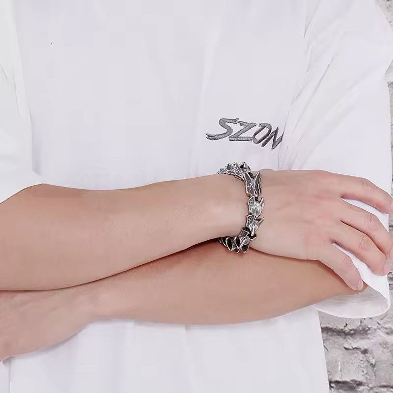 Vintage Stainless Steel Dinosaur Bone Bracelet Size ONE SIZE - 2 Thumbnail